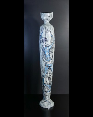 Vaso in ceramica dipinta e smaltata, design Otello ROSA per SAN POLO Venezia, Arlecchinata. Italia, Anni 50
