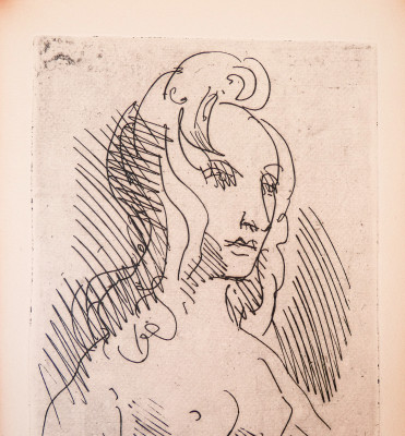 Acquaforte a firma Emile BERNARD (1868-1941) Portrait d'une jeune Femme nue. Firmata a mano. Francia, Primo Novecento