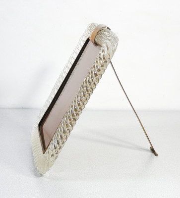 Cornice portafoto da tavolo in vetro soffiato di Murano, riferibile alla produzione di BAROVIER. Murano, Anni 40