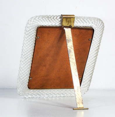Cornice portafoto da tavolo in vetro soffiato di Murano, riferibile alla produzione di BAROVIER. Murano, Anni 40