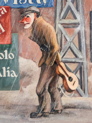 Dipinto a tempera recante firma Damiano DAMIANI Rivista Illustrata del Popolo Italiano. Italia, 1935
