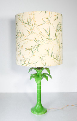 ?? LAMPADA PALM TREE DESIGN TOMMASO BARBI CERAMICA VERDE TABLE LAMP 1970S TAVOLO