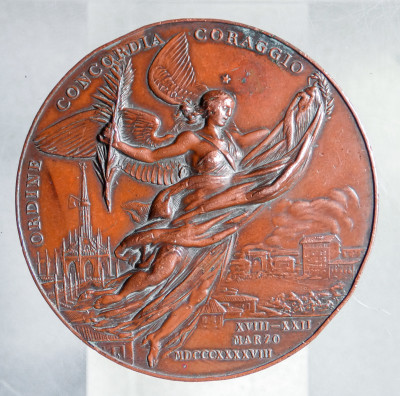?? MEDAGLIA INAUGURAZIONE MONUMENTO CADUTI CINQUE GIORNATE MILANO 1895 G. GRANDI