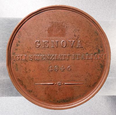 Medaglia coniata per ricordare l'Ottavo Congresso degli Scienziati Italiani. Genova, 1846