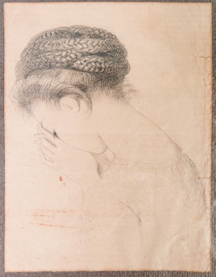 Piccolo ritratto di ragazza, matita su carta. Prima metà del Novecento