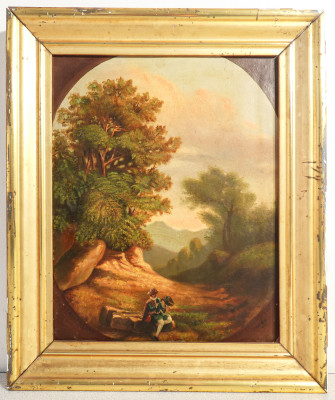 ?? ANTICO QUADRO DIPINTO OLIO FALCONIERE PAESAGGIO FIRMATO A. CAMUSSI EPOCA 1860