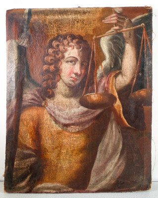 Dipinto in olio su tela San Michele Arcangelo. Italia, Seicento