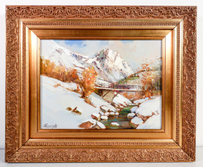 ?? QUADRO GILBERTO FRANCISETTI DIPINTO OLIO TAVOLA VAL SUSA PAESAGGIO MONTAGNA
