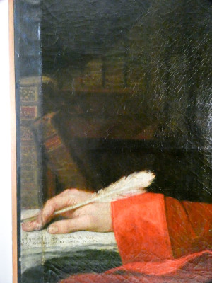 Ritratto di uomo in olio su tela firmato P. LACROIX. "Ayez soin de douter de tout et le courage de ne dauter de rien". 1848