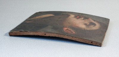 Ritratto di uomo firmato CARNEO il Vecchio in carta applicata a legno. Fine 1500 Primo 1600