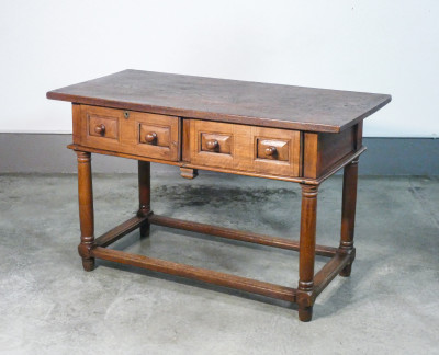 ?? ANTICA SCRIVANIA SCRITTOIO LEGNO ROVERE EPOCA 600 STILE RINASCIMENTO CASSETTI