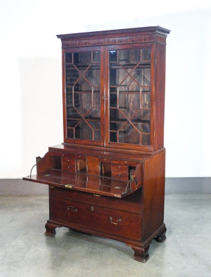 ?? ANTICO SECRETAIRE BUREAU LIBRERIA GIORGIO III 1700 LEGNO MOGANO BOOKCASE