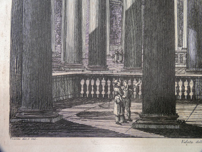 Acquaforte a firma Luigi ROSSINI (1790 – 1857) Veduta dell