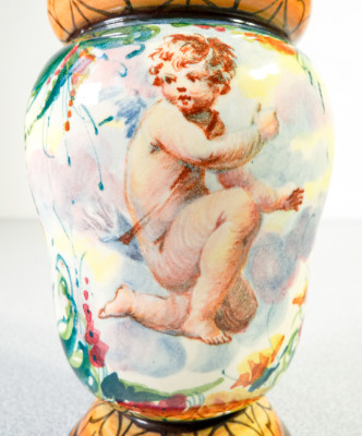 Vasetto in ceramica di Albisola, dipinto a mano. Manifattura ALBA DOCILIA. Italia, Primo Novecento