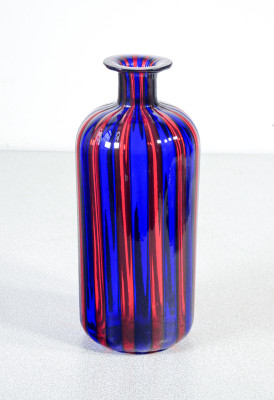 ?? VASO A CANNE VETRO SOFFIATO MURANO STILE PAOLO VENINI DESIGN ITALIA HANDMADE
