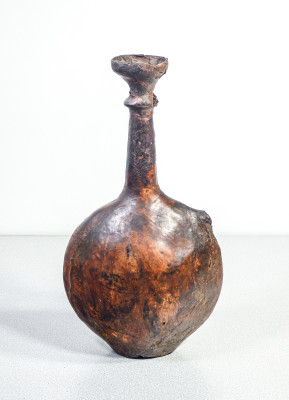 ?? ANTICA BORRACCIA MAROCCHINA BERBERA GHIRBA CUOIO PELLE 1600 1700 VASO OTRE