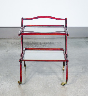Carrello portavivande design italiano Ico PARISI, con due vassoi estraibili. Italia, Anni 40/50