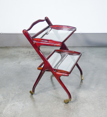 Carrello portavivande design italiano Ico PARISI, con due vassoi estraibili. Italia, Anni 40/50