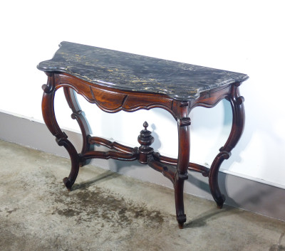 CONSOLE LUIGI FILIPPO PIANO MARMO LEGNO MASSELLO NOCE SCOLPITO EPOCA 1800