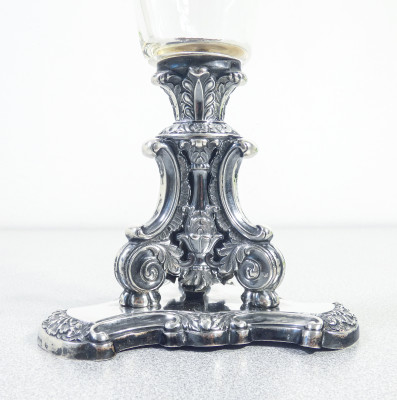 Coppa in argento e vetro di Johann H.P. SCHOTT Söhne. Germania, 1840 ca