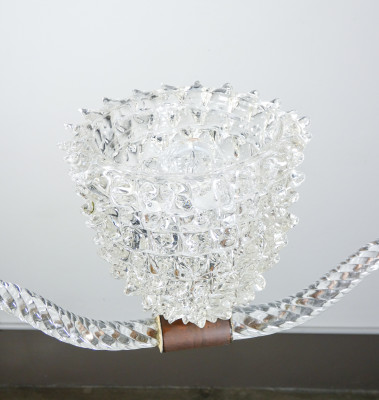 Lampadario a sospensione in vetro soffiato e rostrato, design BAROVIER & TOSO. Murano, Anni 40