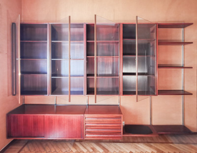 ?? LIBRERIA A MURO E22 DESIGN OSVALDO BORSANI PER TECNO 1950S LEGNO PALISSANDRO