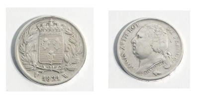 Un franco in argento Louis XVIII Roi de France. Lille Francia, 1821 W