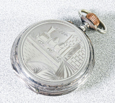 Orologio da tasca ferroviario goliath, cassa in argento 800. Fine Ottocento
