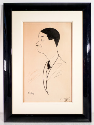 ?? RITRATTO MAURICE CHEVALIER FIRMATO EX 1927 AUTOGRAFATO QUADRO DIPINTO CHINA