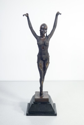 Copia di scultura in bronzo di Demetre CHIPARUS, Danzatrice. Art Decò. Primo Novecento