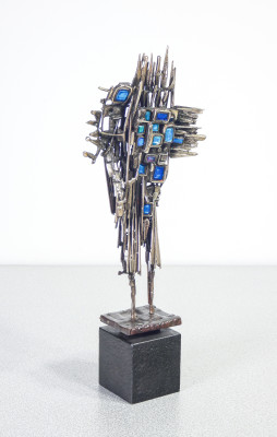 ?? SCULTURA FIRMATA STUDIO DEL CAMPO SMALTO METALLO EPOCA 1965 ASTRATTA TORINO