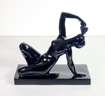 ?? SCULTURA HENRY FUGERE EPOCA 1925 CERAMICA DONNA NUDO UVA DAME MIT WEINTRAUBEN