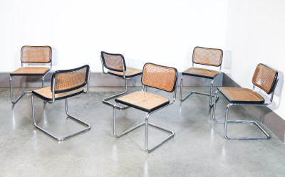 Set di sei sedie CESCA B32 design Marcel BREUER. Produzione Gavina. Italia, Anni 50