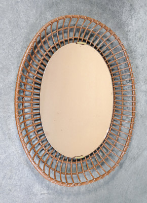 ?? SPECCHIO DESIGN SANTAMBROGIO DE BERTI ITALIA 1960S BAMBOU VINTAGE WALL MIRROR
