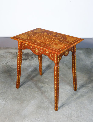 ?? TAVOLINO INTARSIATO ALLA CERTOSINA EPOCA 1800 STILE ADRIANO BRAMBILLA LEGNO