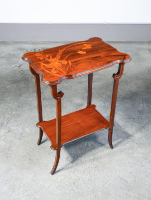 ?? TAVOLINO TÉ DESIGN ÉMILE GALLÉ LEGNO NOCE INTARSIATO EPOCA 1800 ART NOUVEAU