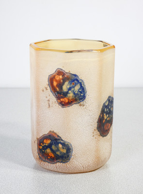 ?? VASO DESIGN ALFREDO BARBINI SCAVO VETRO SONORO SOFFIATO MURANO EPOCA 1970S