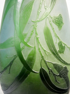 Vaso in vetro firmato Émile GALLÉ Art Nouveau. Francia, Secondo Ottocento