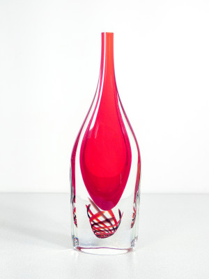 ?? BOTTIGLIA FIRMATA SEGUSO VASO VETRO SOFFIATO POLICROMO MURANO SOMMERSO 1960S