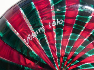 Bottiglia a canne in vetro soffiato, design Giò PONTI per VENINI. Murano, 2010