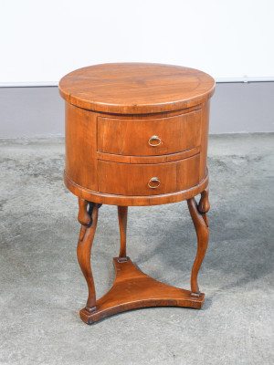 ?? ANTICO COMODINO IMPERO LEGNO MASSELLO NOCE EPOCA 1800 2 CASSETTI TAVOLINO