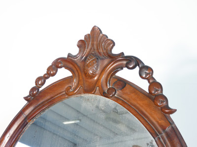 Console con specchiera Carlo X in legno con piano in marmo e cassetto frontale. Ottocento