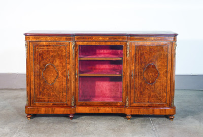 ?? ANTICA CREDENZA NAPOLEONE III LEGNO RADICA INTARSIATA EPOCA 1800 3 ANTE
