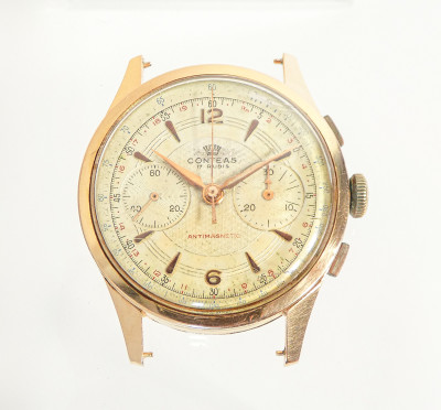 ?? CRONOGRAFO CONTEAS CASSA ORO 18K CAL LANDERON 48 OROLOGIO POLSO VINTAGE