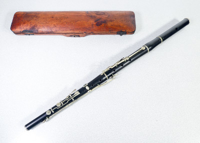?? ANTICO FLAUTO TRAVERSO AGOSTINO RAMPONE EPOCA FINE 800 LEGNO ALPACCA CUSTODIA