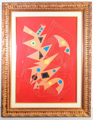 ?? GRANDE QUADRO FIRMA UMBERTO MASTROIANNI ASTRATTO GEOMETRICO DIPINTO AUTENTICA