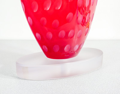 Grande scultura Vela design Simone CENEDESE in vetro soffiato policromo di Murano. Anni 2000