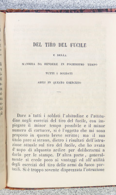 Del tiro delle armi da fuoco e particolarmente del tiro del fucile. Delorme DU QUESNEY. Genova, 1851