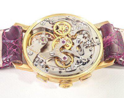 Cronografo da polso ZENITH, cassa in oro 18k cal. 146 DP. Svizzera, Anni 50