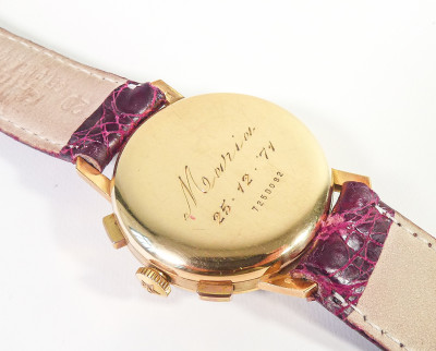 Cronografo da polso ZENITH, cassa in oro 18k cal. 146 DP. Svizzera, Anni 50